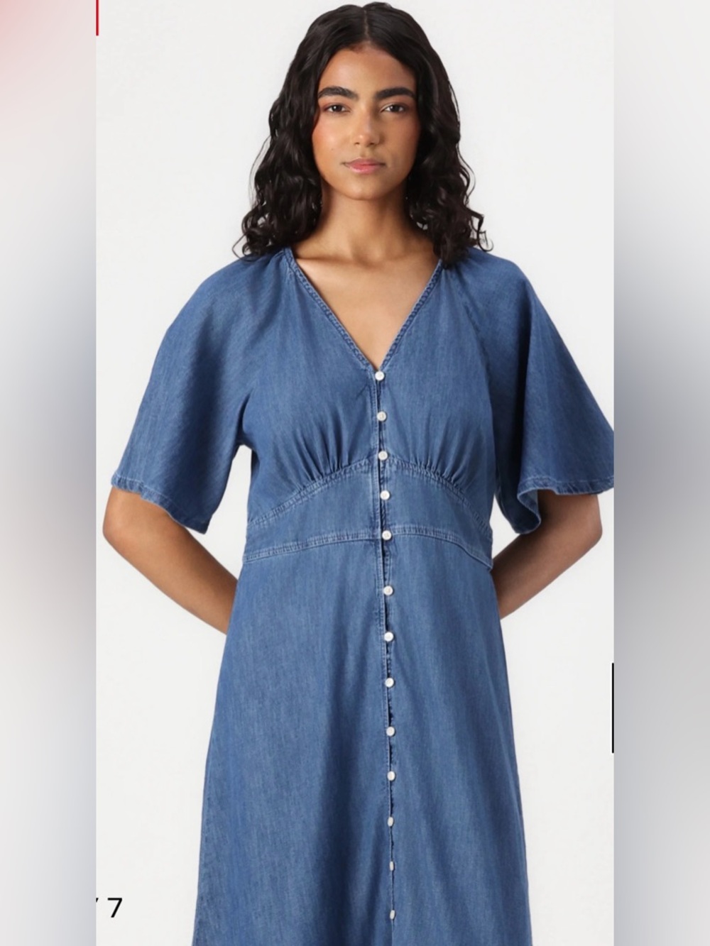 Gap Flutter-Sleeve Tiered Chambray Maxi Dress NWOT M Summer Beachy Feminine BoHo - Picture 5 of 7